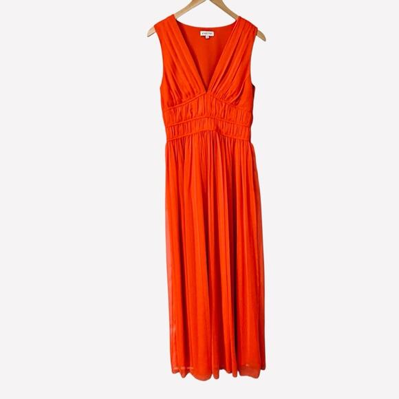 Gianni Bini Rhea Maxi Dress Orange Flowy Wedding Guest Soft Girl Romantic 4 - Picture 2 of 12